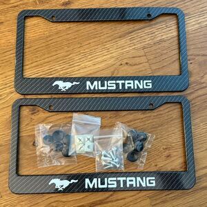Mustang License Plate Frame in Black Set of 2 NWT